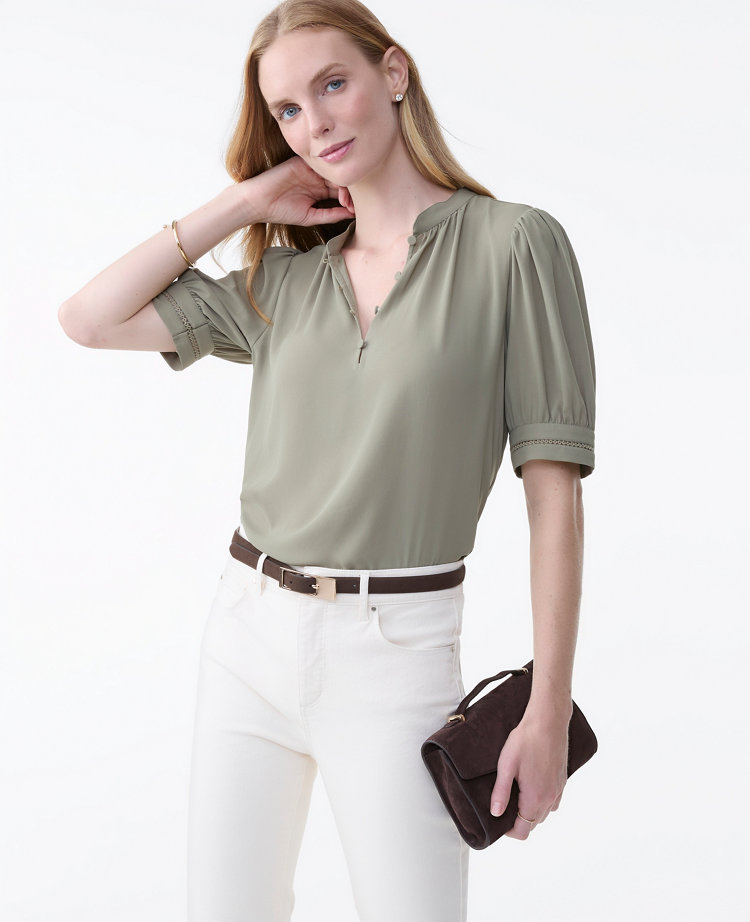 Lace Trim Mixed Media Top