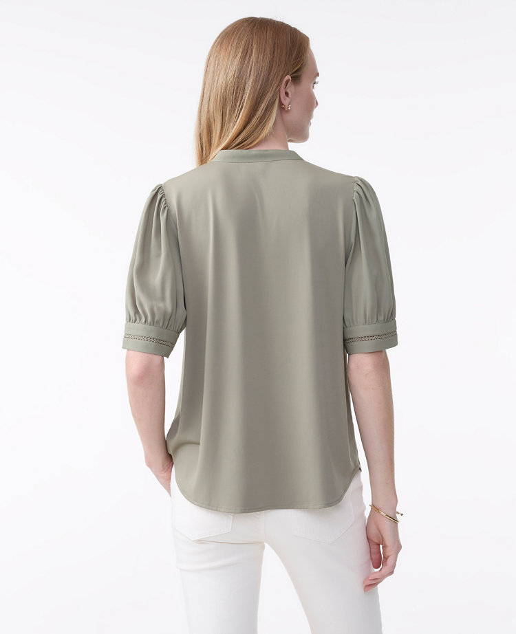 Lace Trim Mixed Media Top