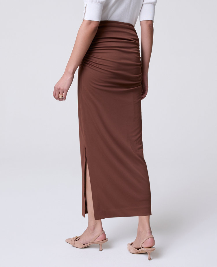 Petite Ruched Knit Column Skirt