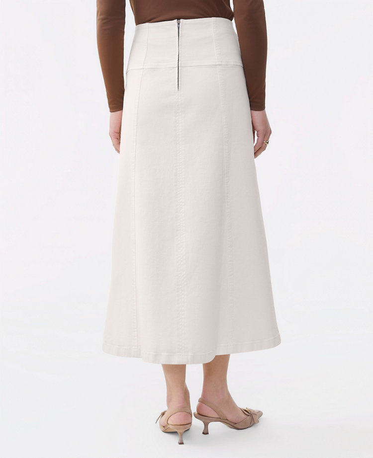 Petite Horsebit Denim Midi Skirt