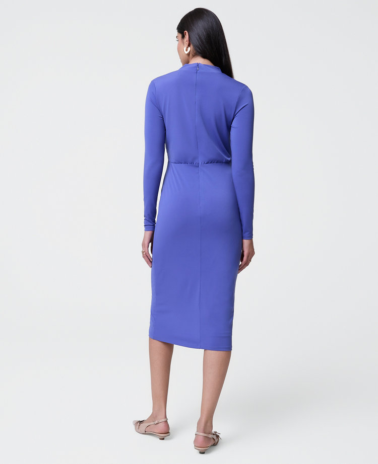 Petite Draped Knit Midi Sheath Dress