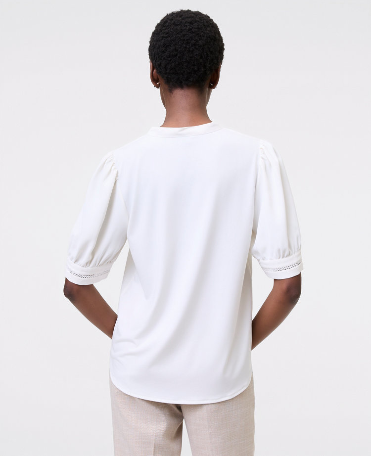 Lace Trim Mixed Media Top