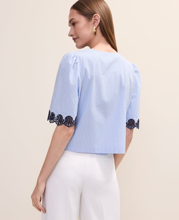 Striped Strapless Top in Linen Blend