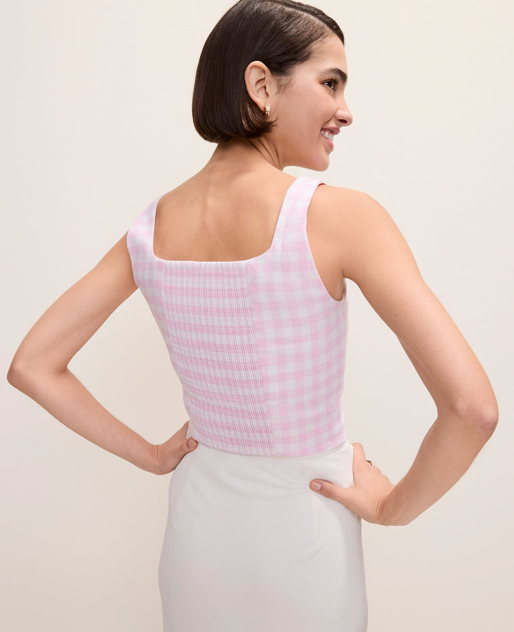 Gingham Linen Blend Tank Top