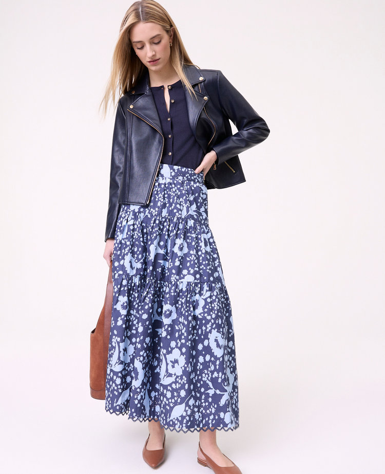 Petite Weekend Collection Floral Tiered Skirt