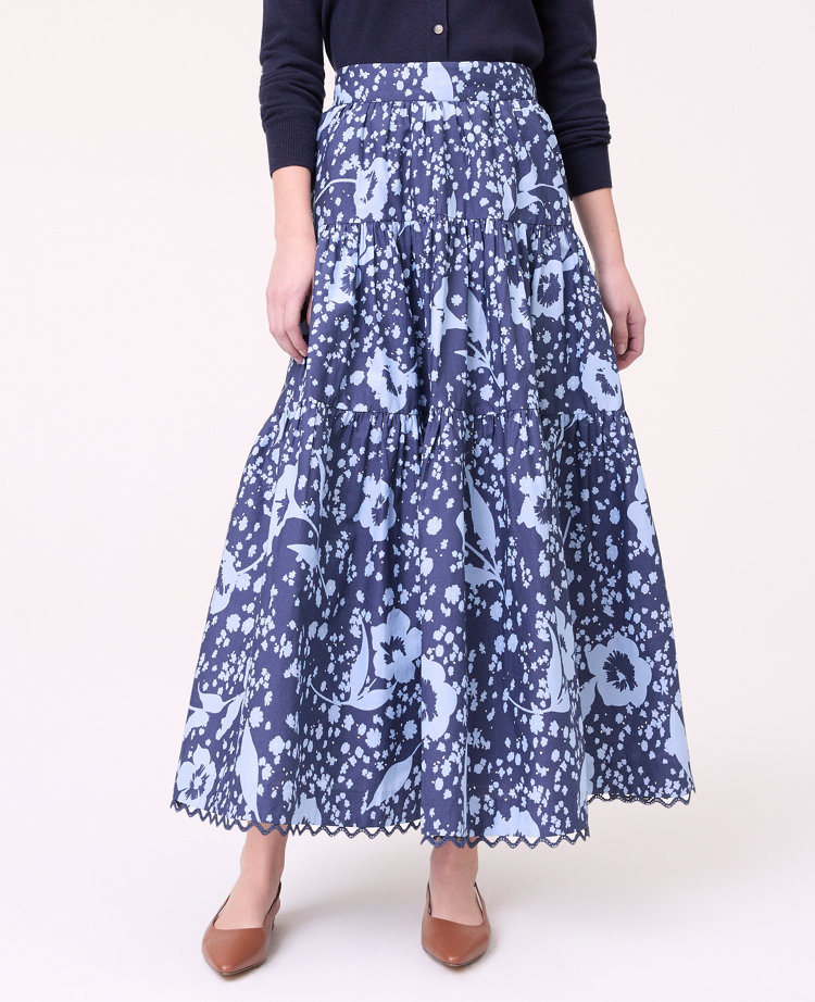 Petite Weekend Collection Floral Tiered Skirt