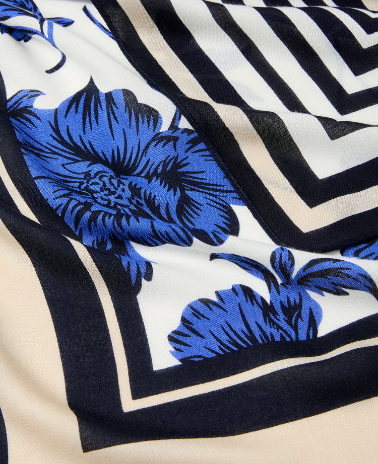 Ann Taylor Floral Square Scarf Winter White Women's