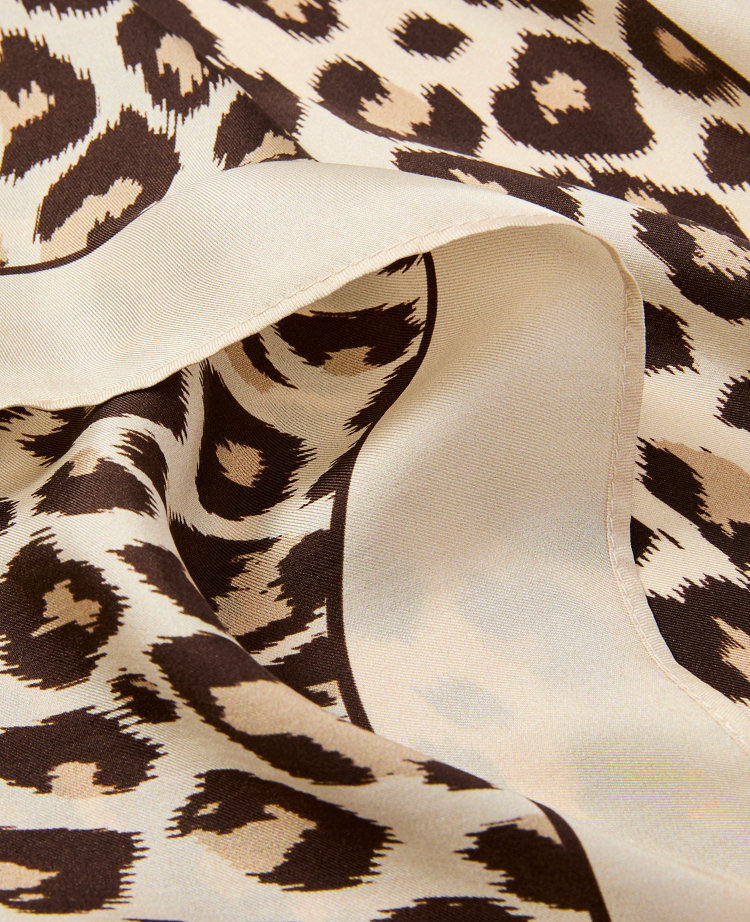 Ann Taylor Animal Print Silk Scarf Pale Linen Women's