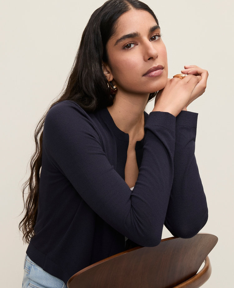 Petite Cropped Open Cardigan