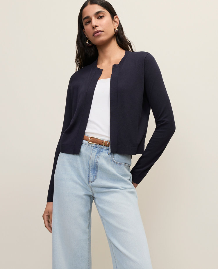Petite Cropped Open Cardigan
