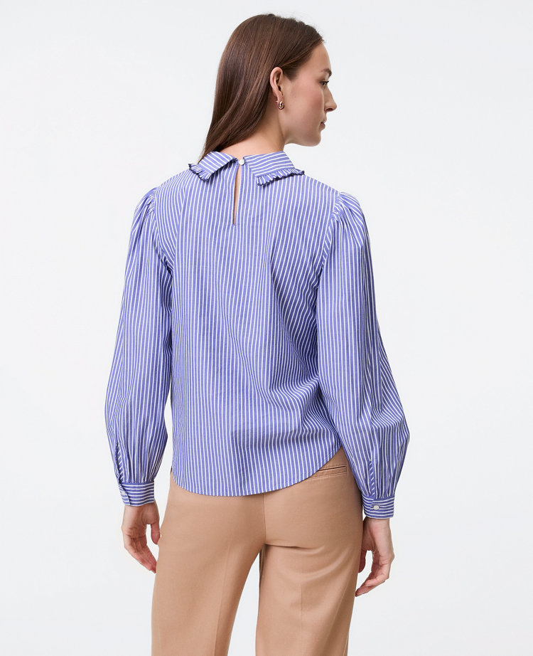 Weekend Collection Striped Scalloped Blouse