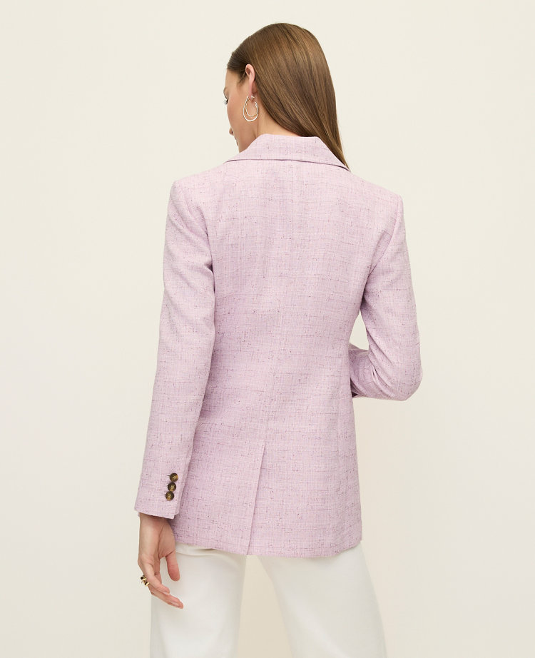 The Long One Button Blazer in Tweed