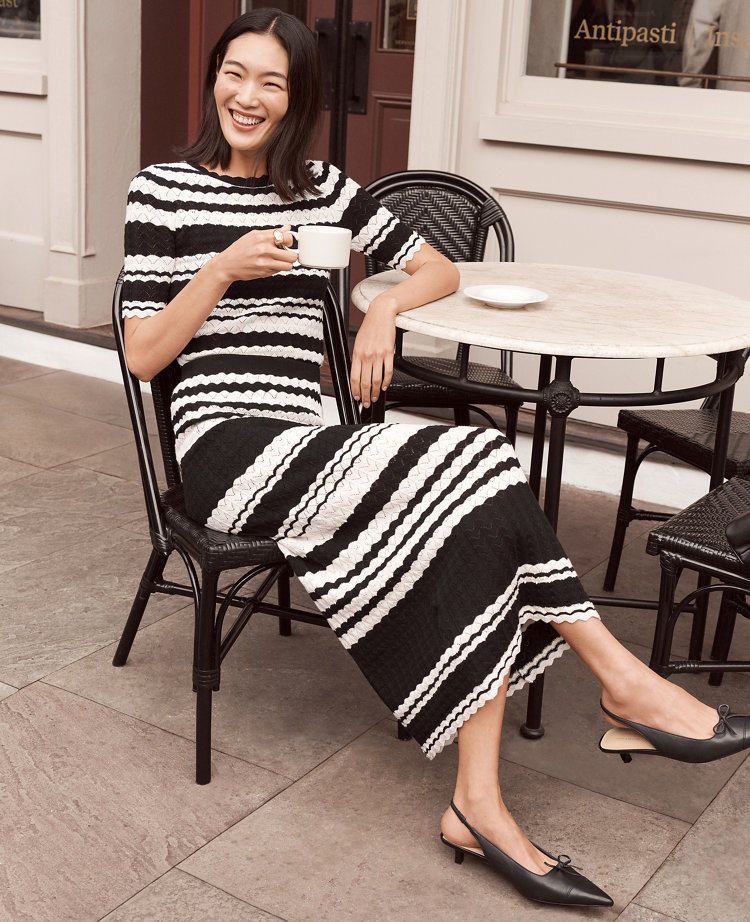 Striped Pointelle Sweater Tee