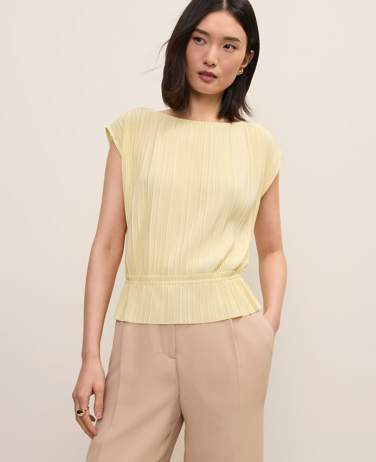Pleated Ruffle Hem Top