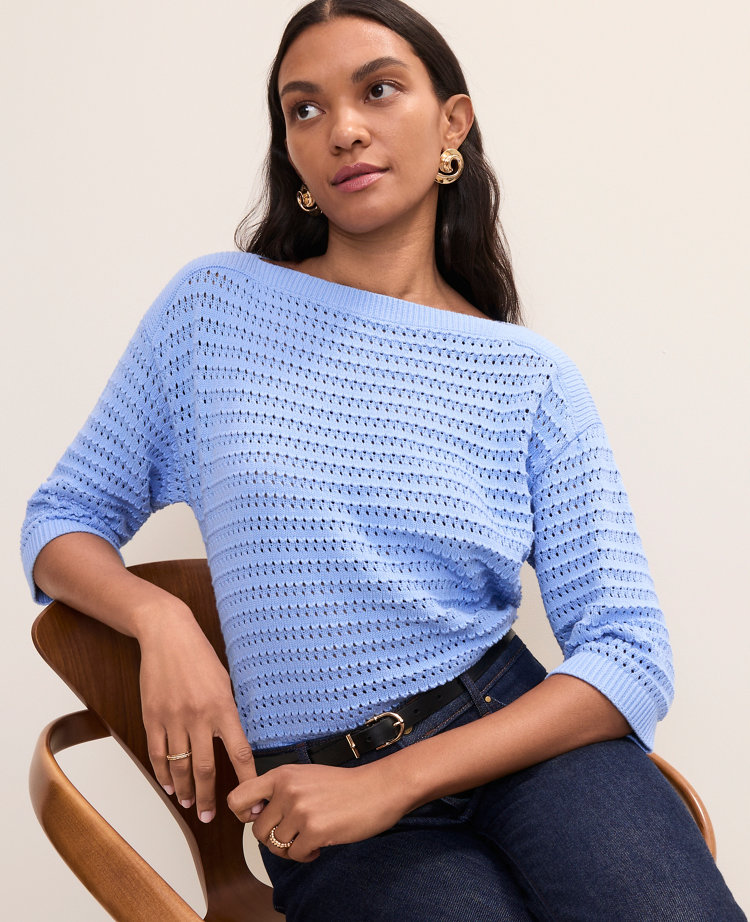 Pointelle Boatneck Sweater