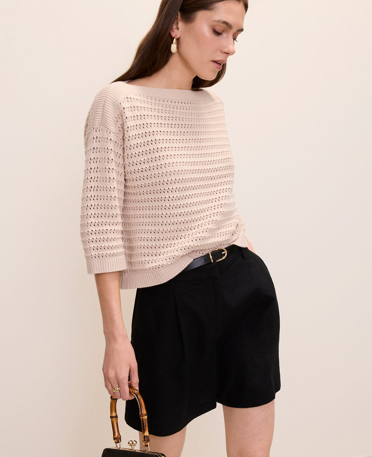 Pointelle Boatneck Sweater