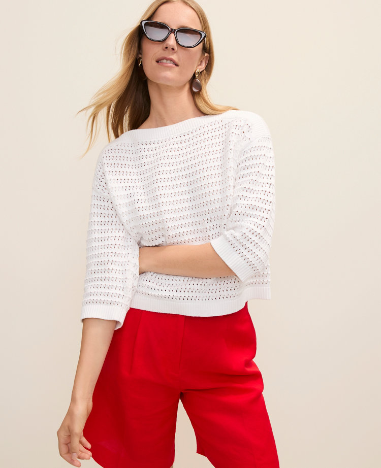 Pointelle Boatneck Sweater carousel Product Image 1