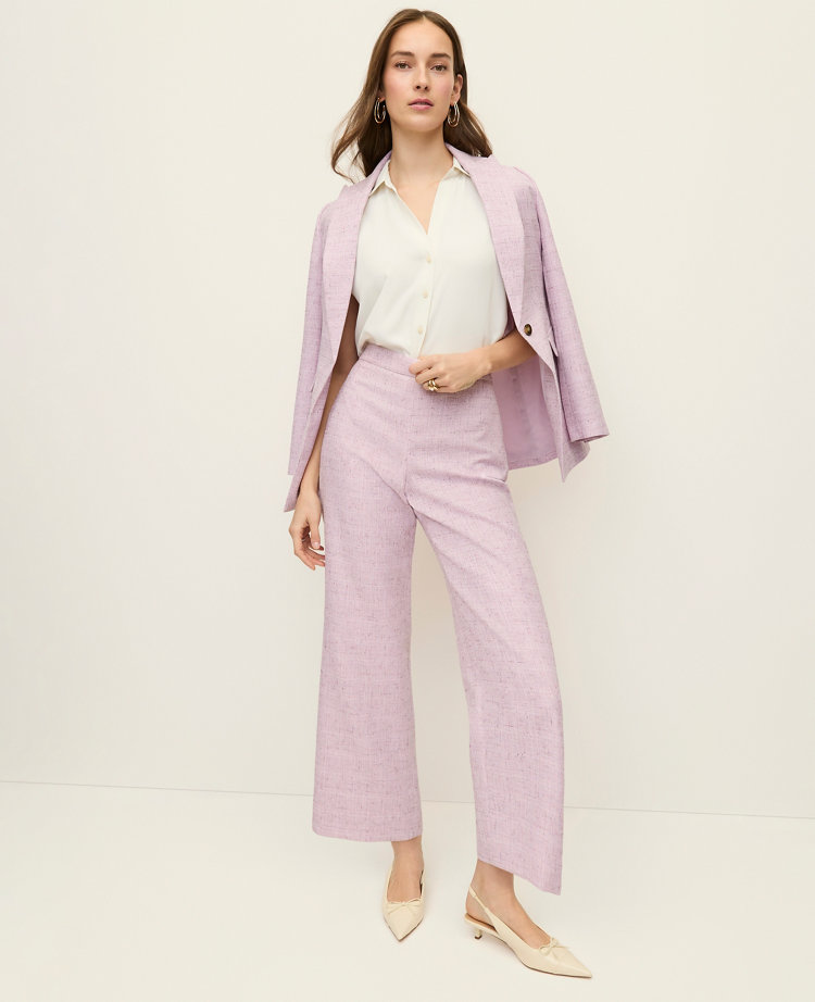 The Petite Side Zip Straight Pant in Tweed
