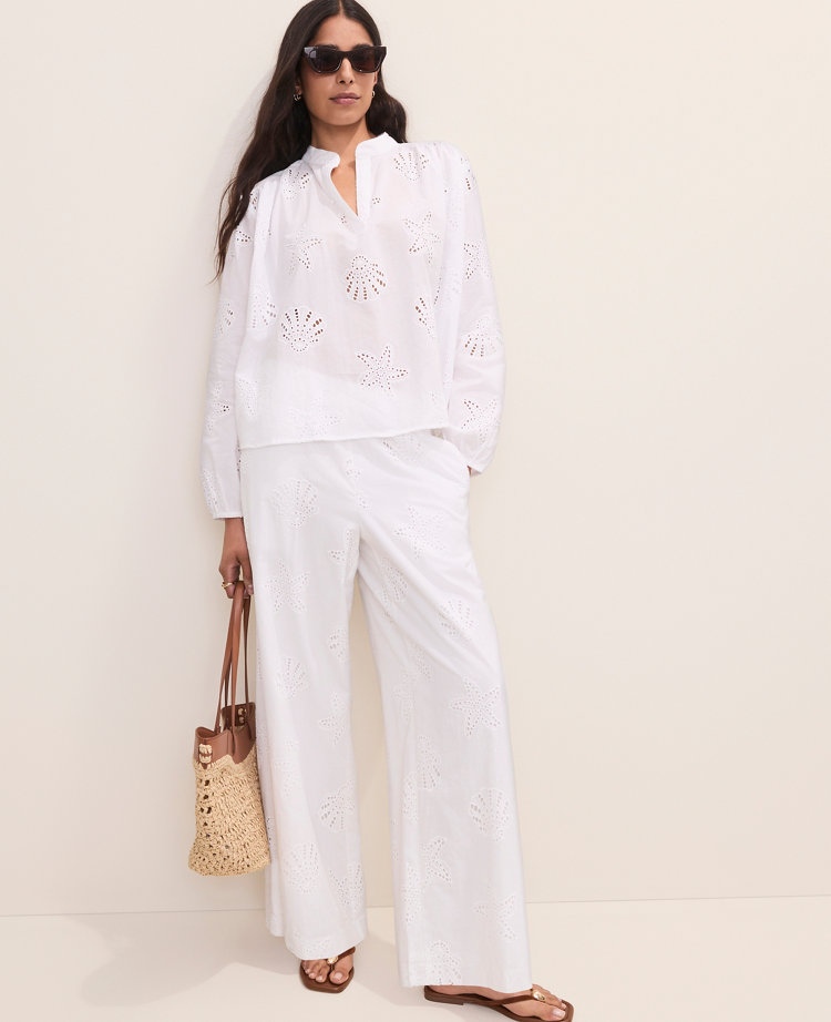 The Easy Palazzo Pant in Eyelet