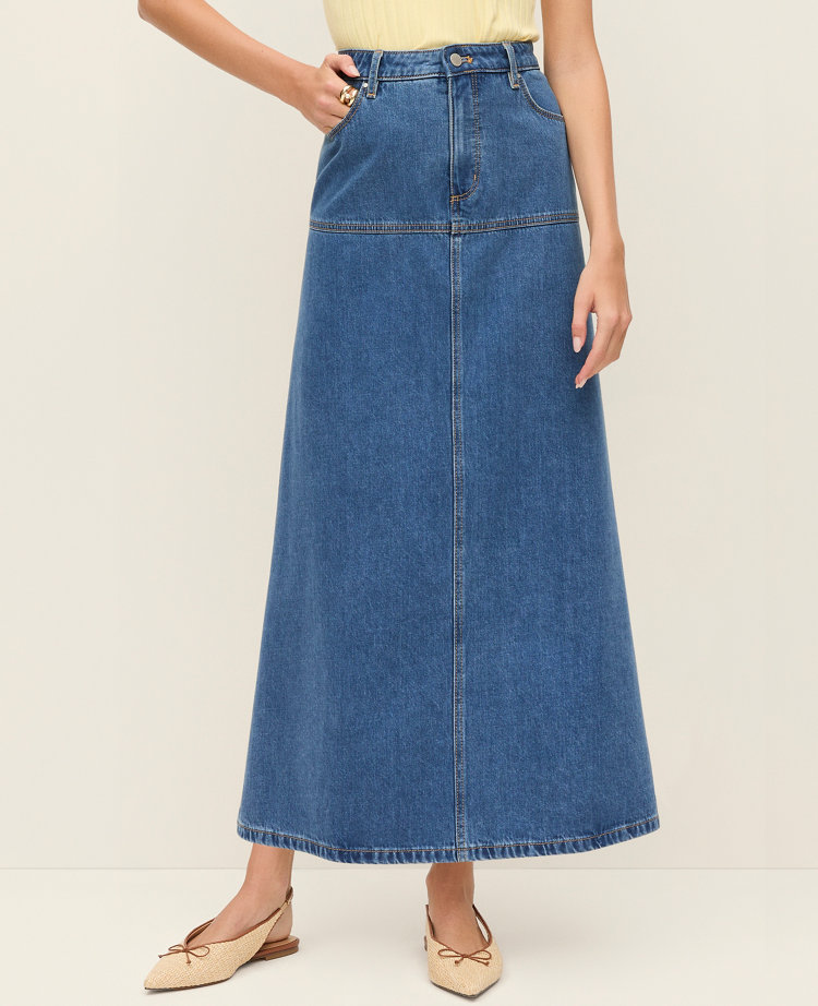Petite Weekend Collection Denim Midi Skirt