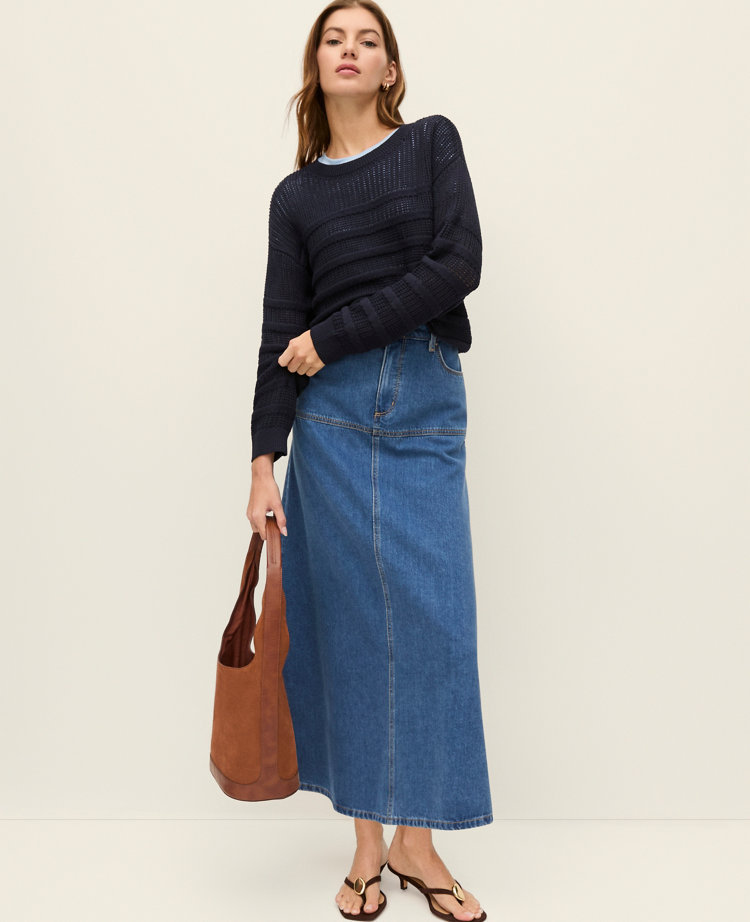 Petite Weekend Denim Midi Skirt
