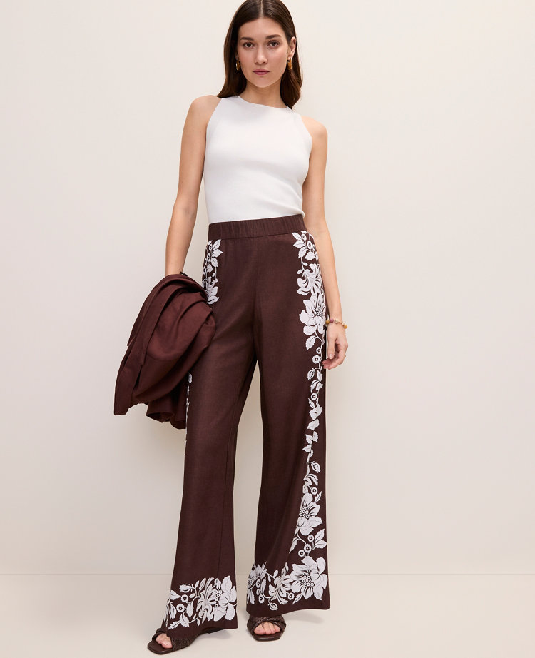 The Easy Wide-Leg Pant in Floral Linen Blend