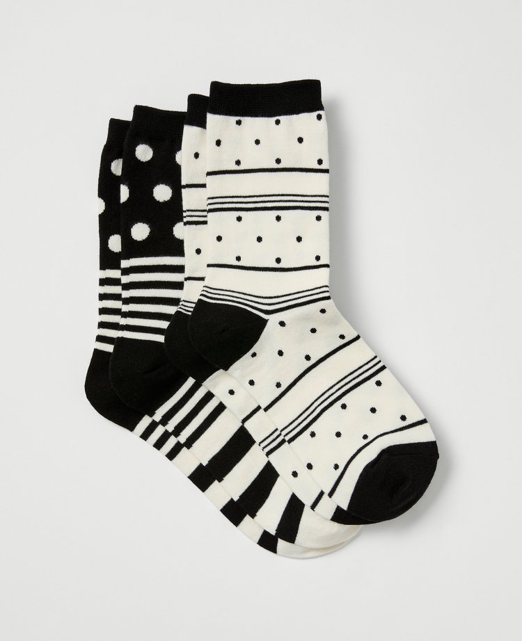 Striped and Dotted Crew Sock Set