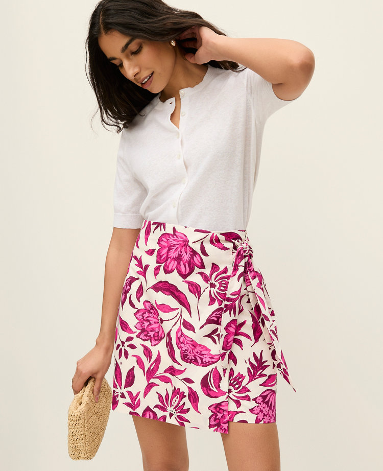Petite Floral Sarong Wrap Skirt