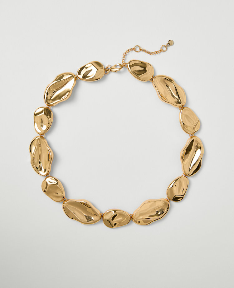 Ann Taylor Textured Disc Necklace Goldtone Women's