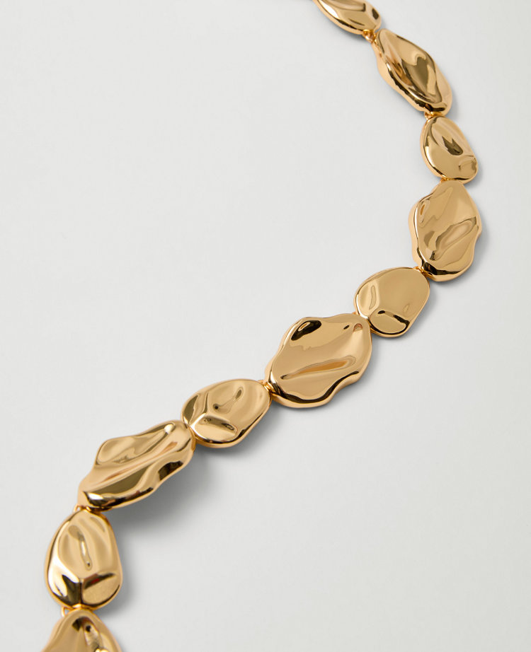 Ann Taylor Textured Disc Necklace Goldtone Women's