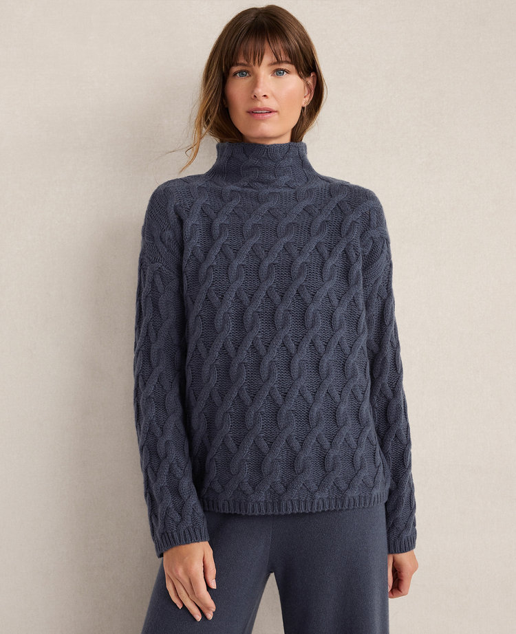 Haven Well Within Cashmere Allover Cable Mockneck Sweater