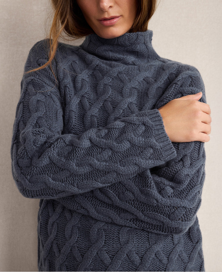 Haven Well Within Cashmere Allover Cable Mockneck Sweater