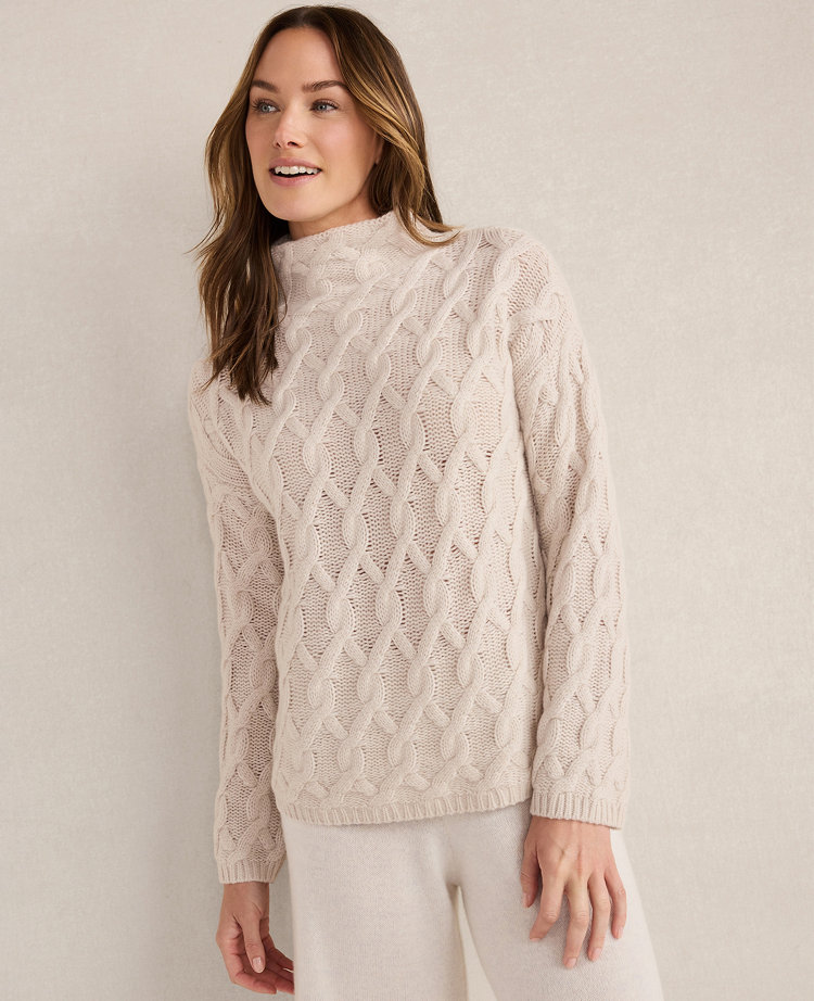 Haven Well Within Cashmere Allover Cable Mockneck Sweater