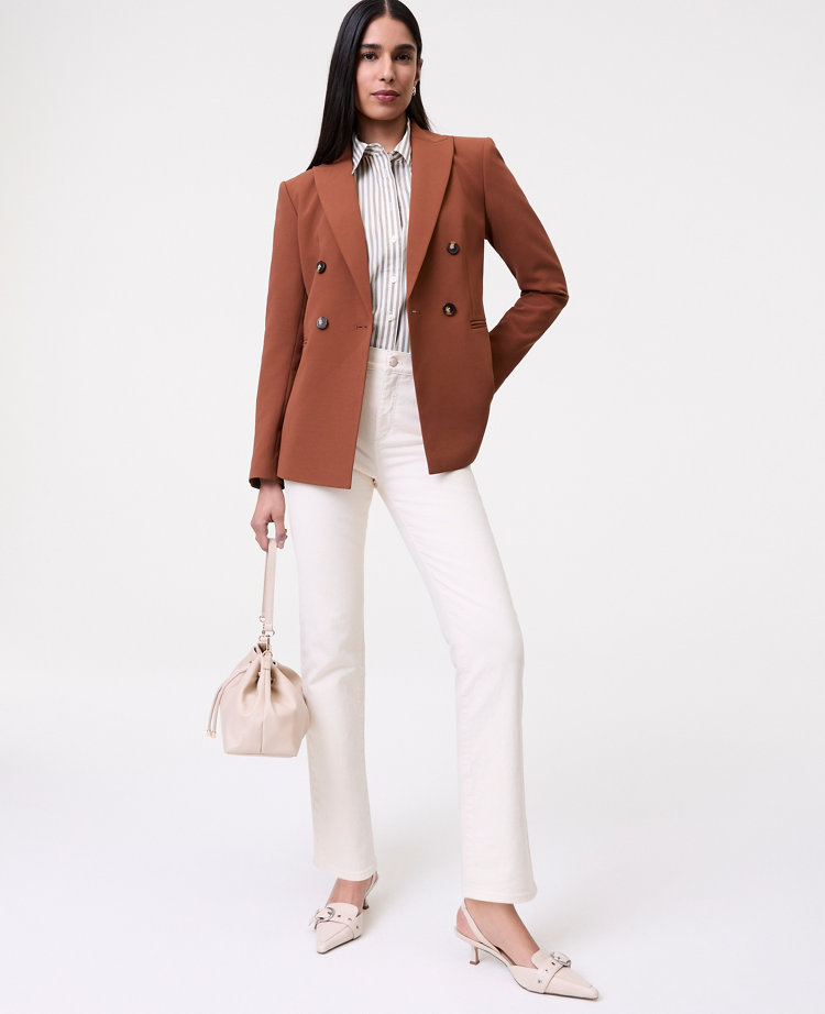 The Double Breasted Blazer in Textured Crepe