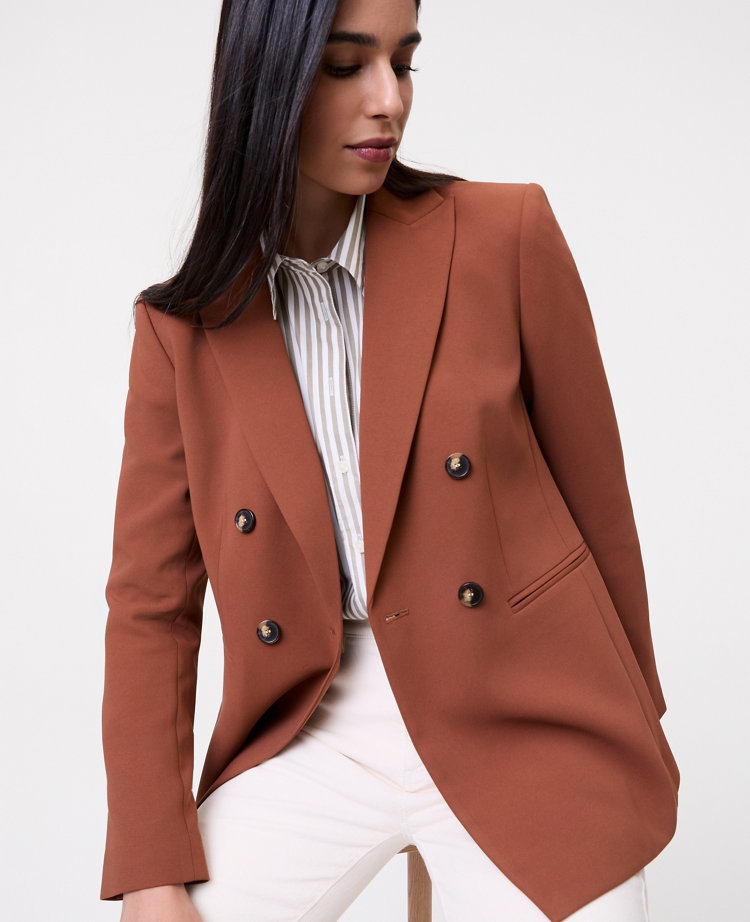 The Double Breasted Blazer in Textured Crepe