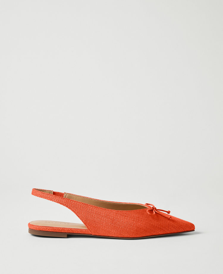 Straw Bow Slingback Flat