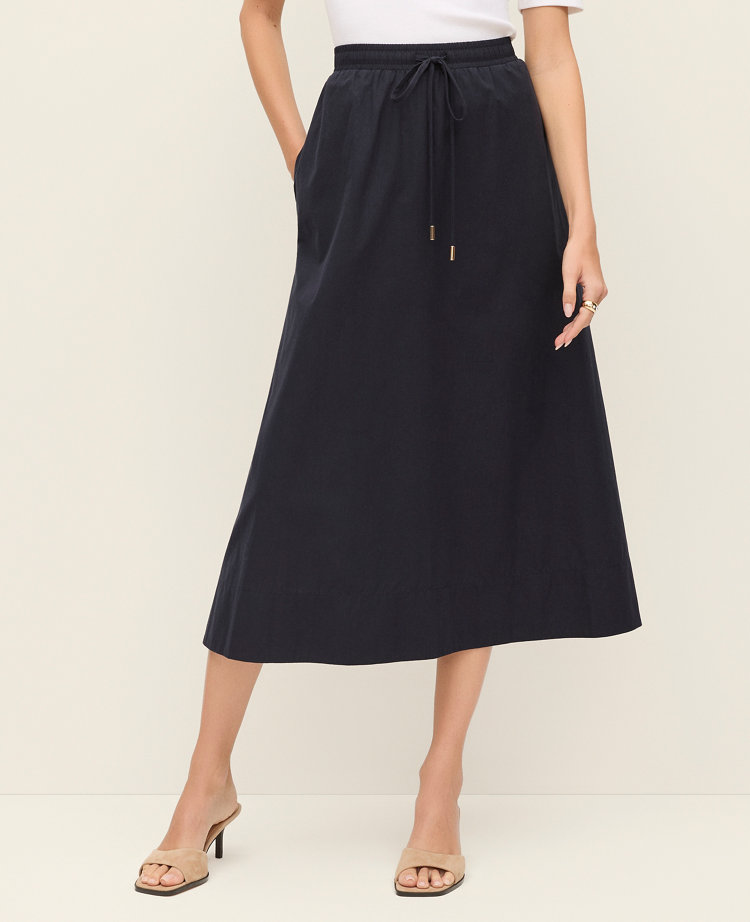 Weekend Collection Drawstring Waist Midi Skirt
