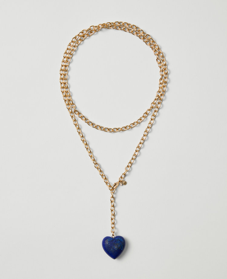 Ann Taylor Double Wrap Heart Pendant Necklace Goldtone Women's