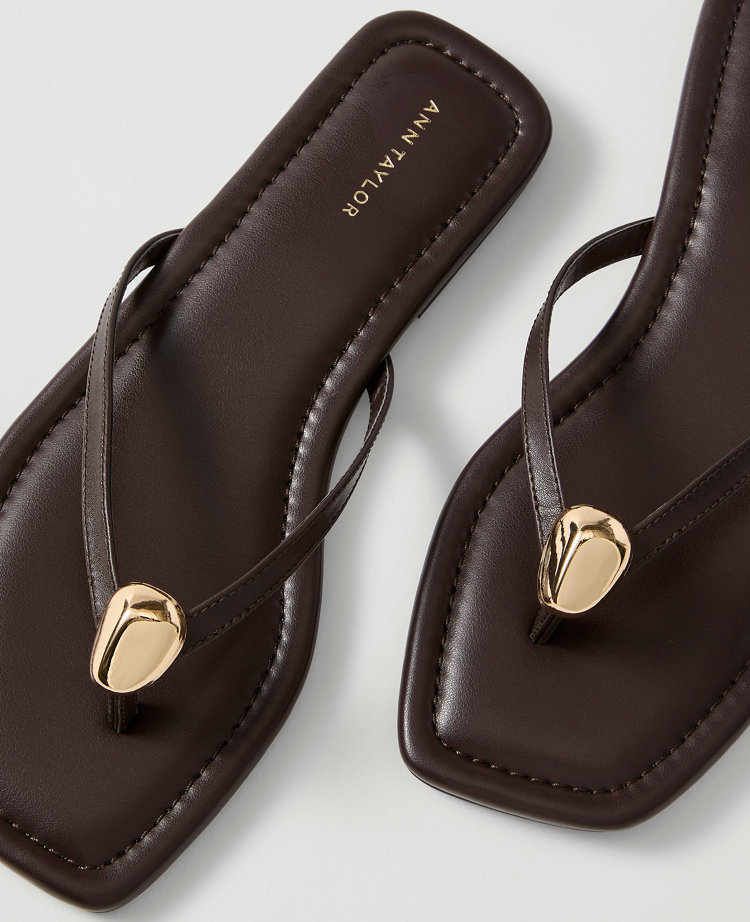 Weekend Leather Embellished Flip Flop Sandal