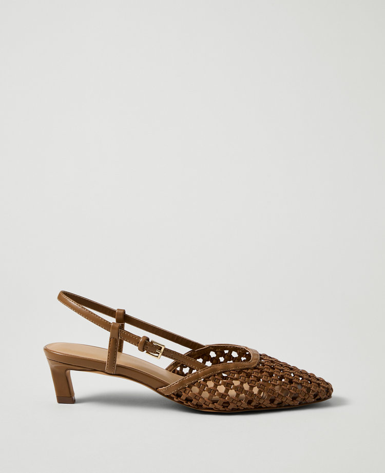 Woven Slingback Pump - Coffee Bean