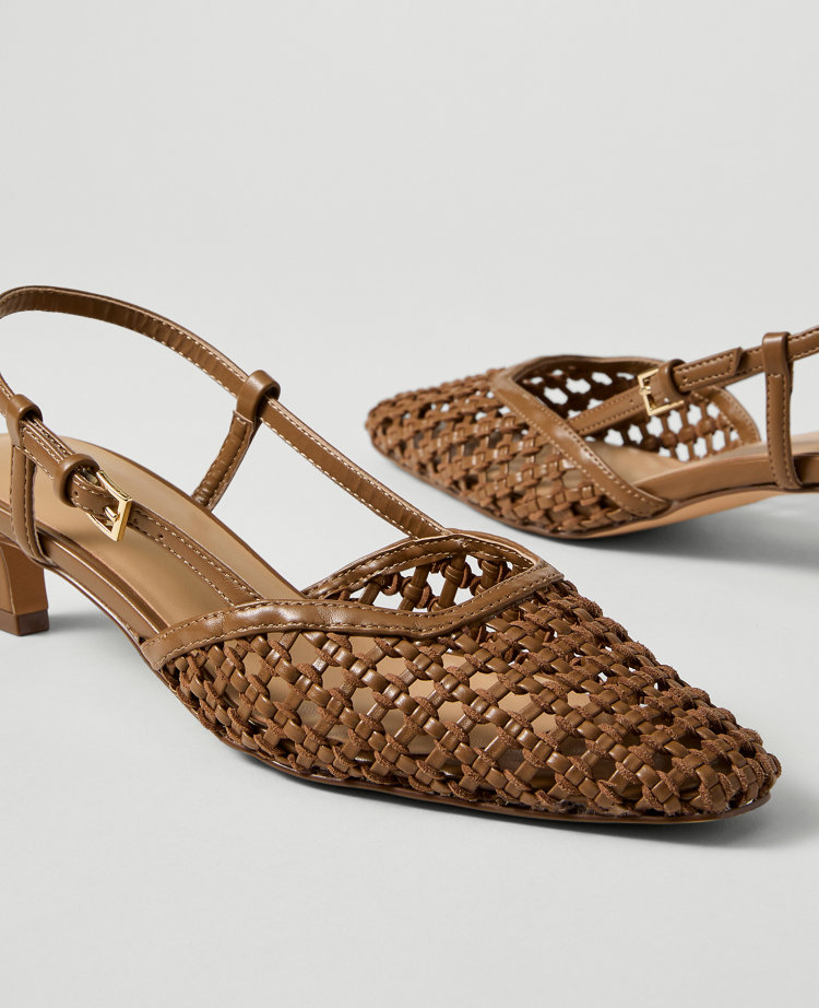 Woven Slingback Pump - Coffee Bean