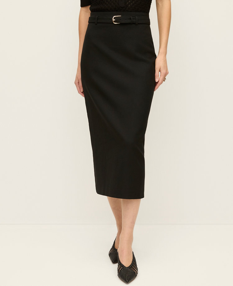 Belted Midi Pencil Skirt