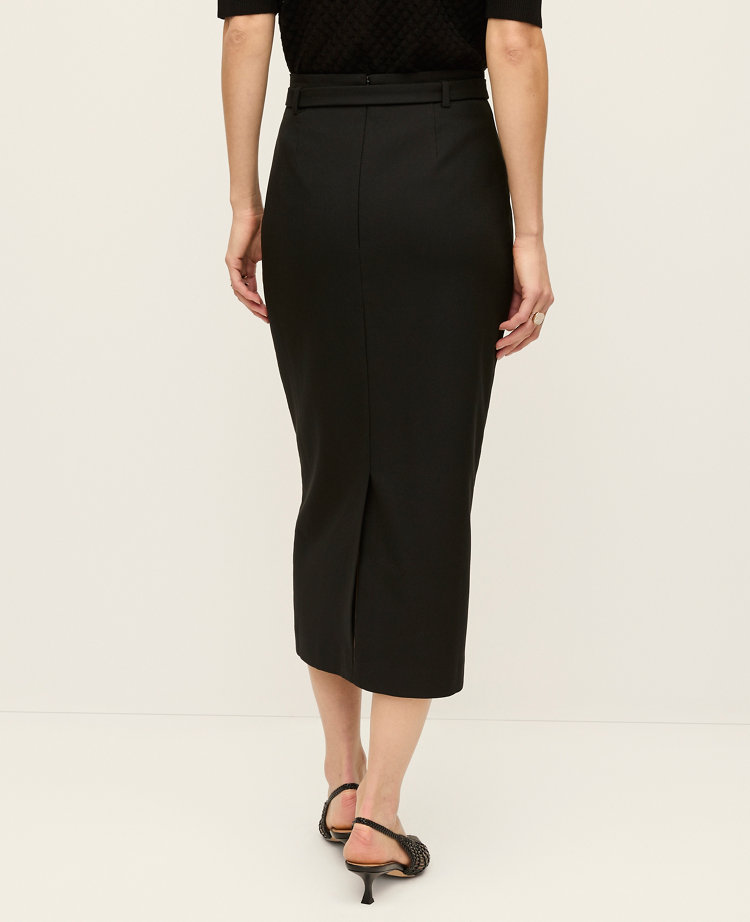 Belted Midi Pencil Skirt