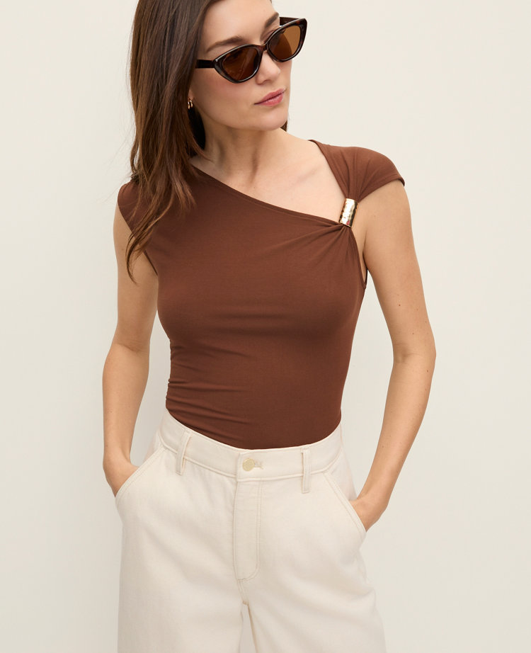 Petite Asymmetric Draped Top