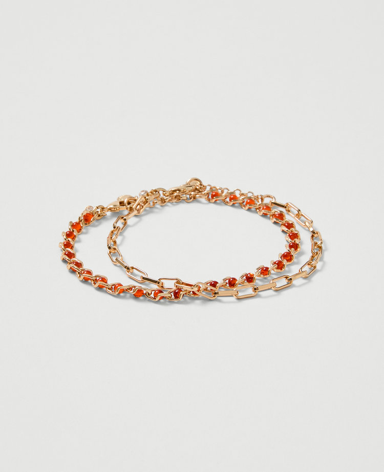 Chain Link and Beaded Bracelet Set