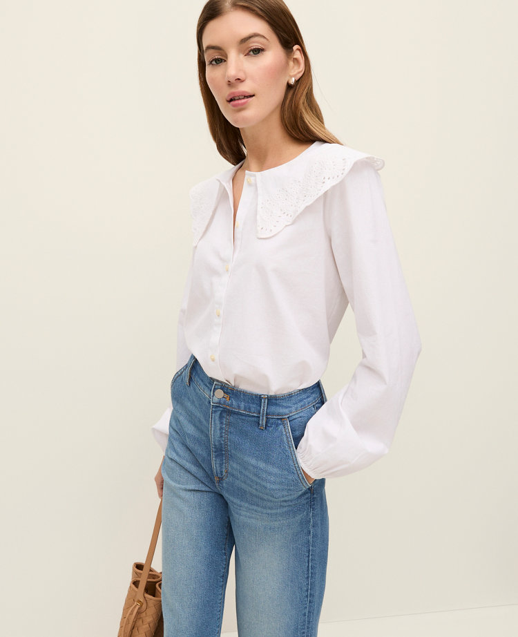 Weekend Collection Eyelet Collared Blouse