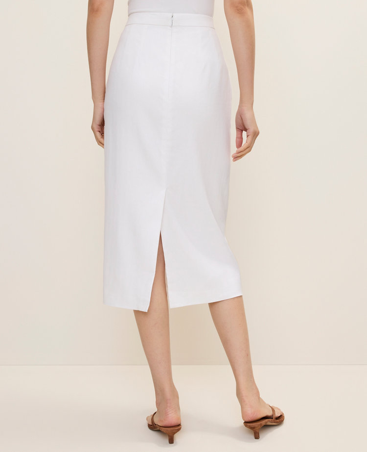 The Petite Column Midi Skirt in Linen Blend
