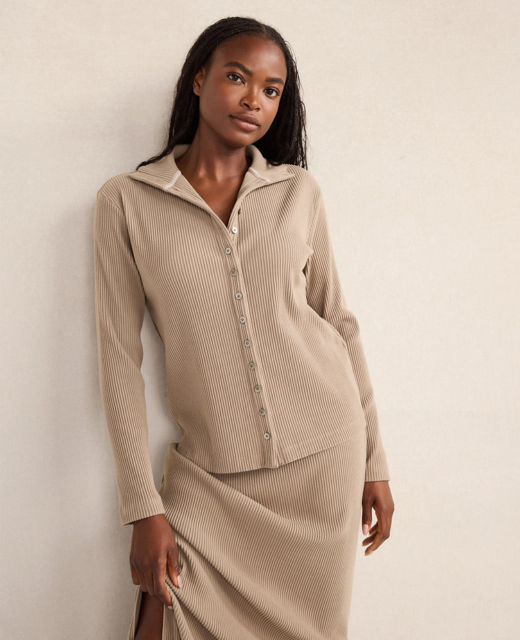 Haven Well Within Ottoman Rib Button-Front Top