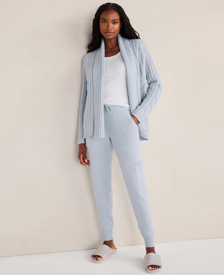 Ann Taylor Haven Well Within Cashmere Cable Open Front Cardigan In Blue