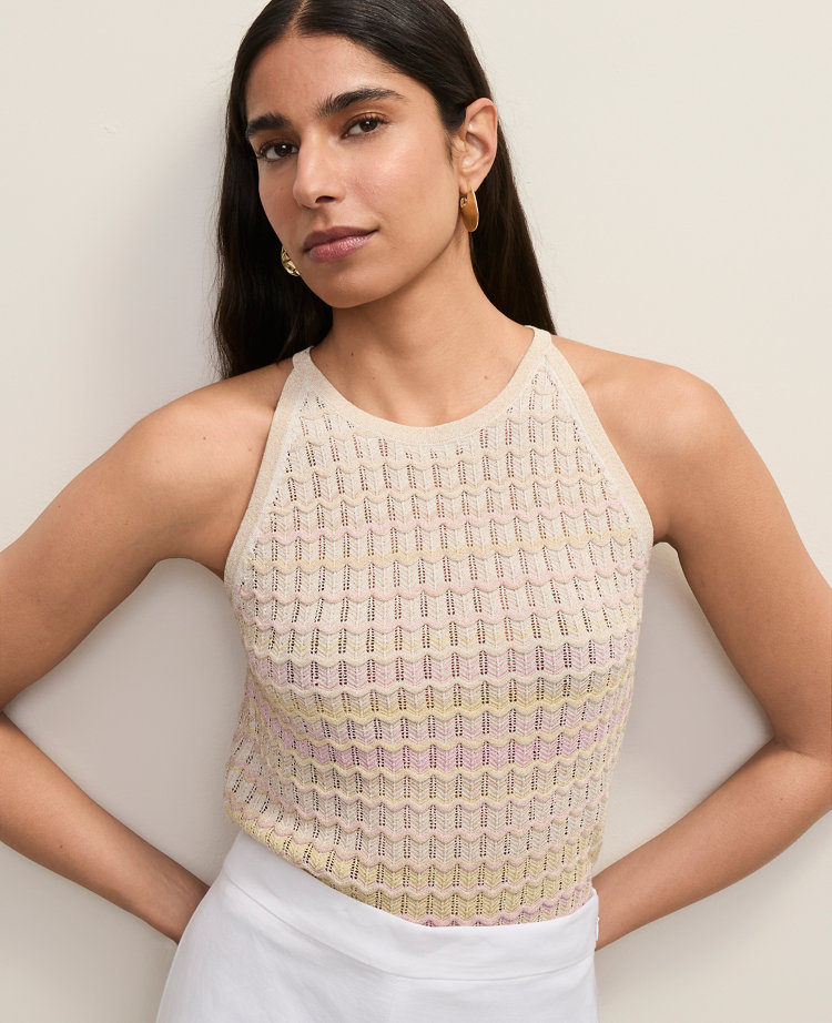 Petite Ombré Halter Sweater Shell